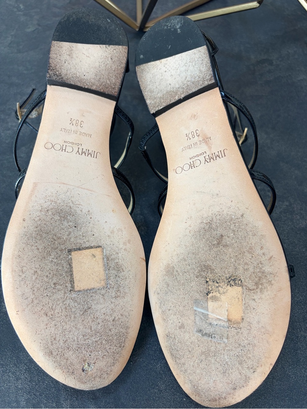 Jimmy Choo Black Patent Multi-Strap Ankle Sandals - Picture 3 of 10